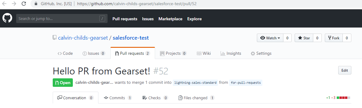 View your new pull request in GitHub
