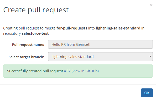 After creating your PR, follow the link to view it in GitHub