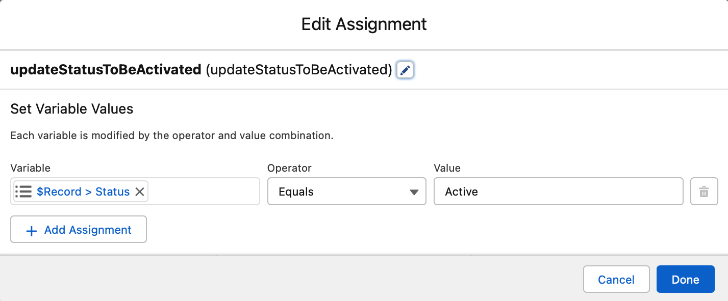 Activation assignment
