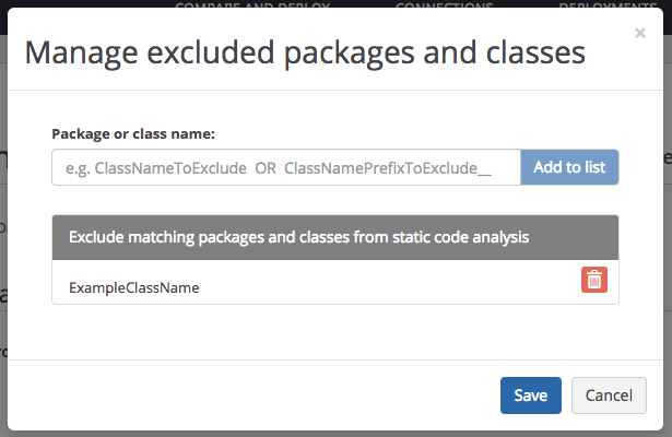 Select which classes and packages you'd like to exclude