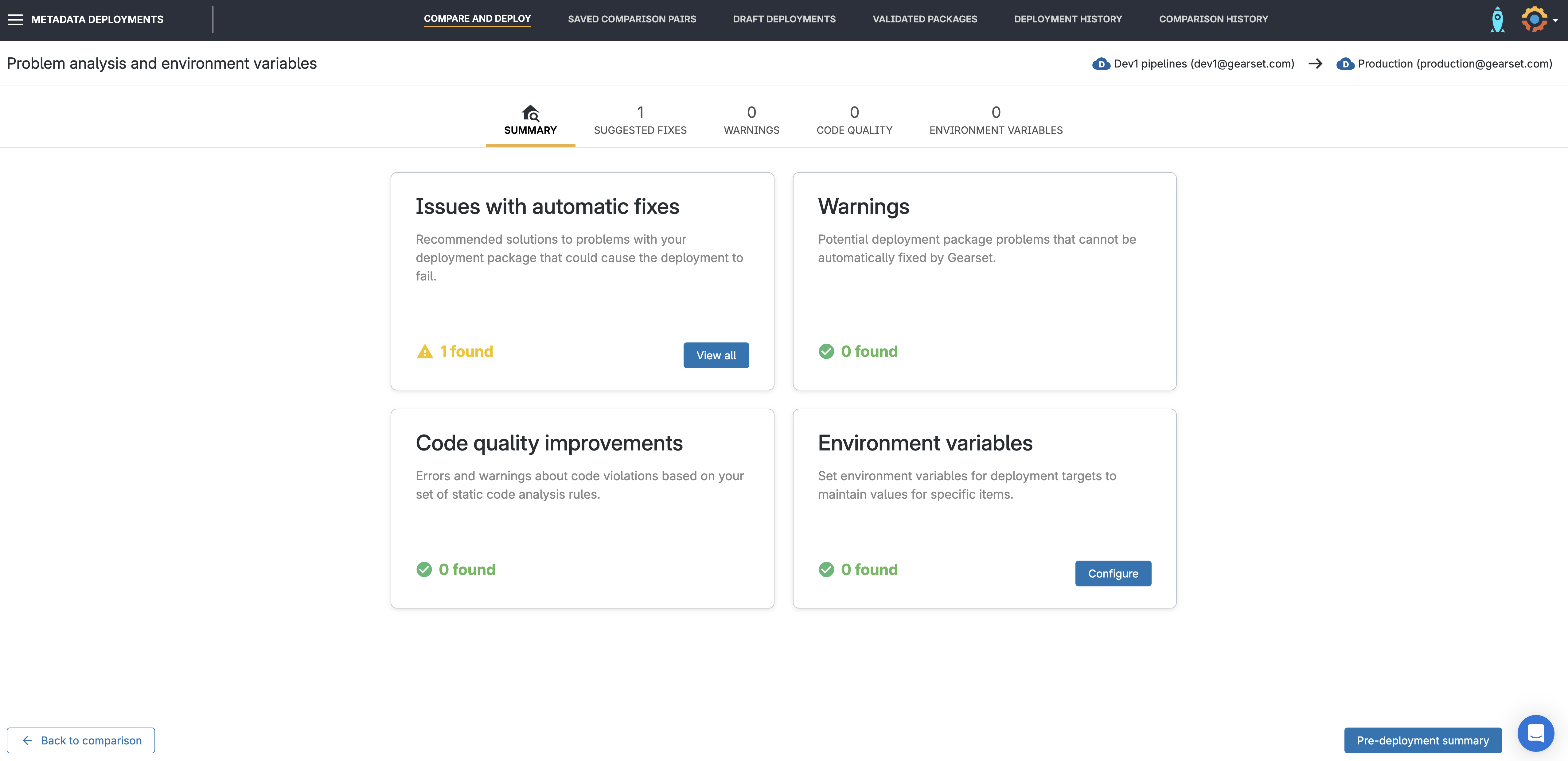 Gearset will run over 100 problem analyzers