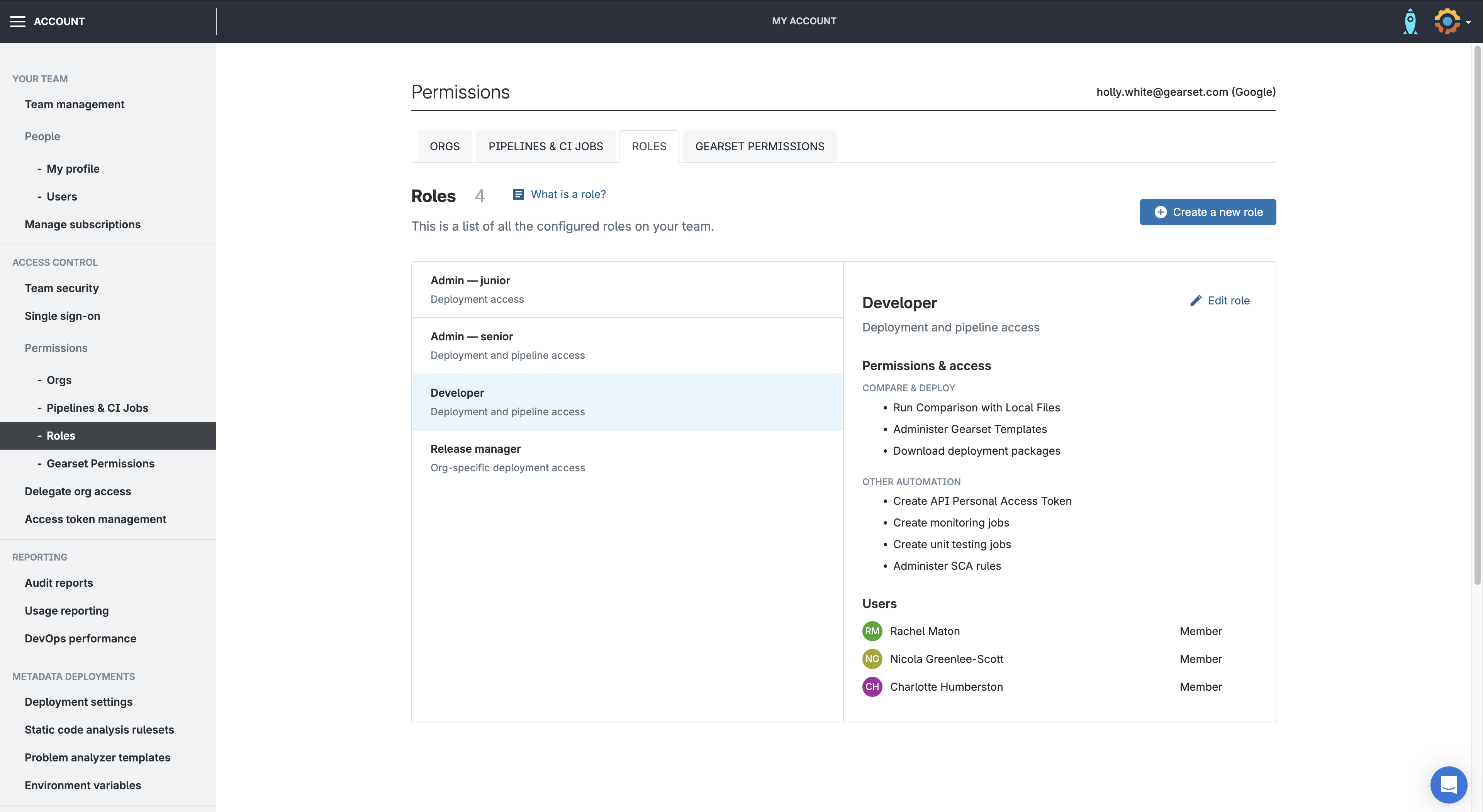 Role-based access controls let you define exactly who can deploy to which environments