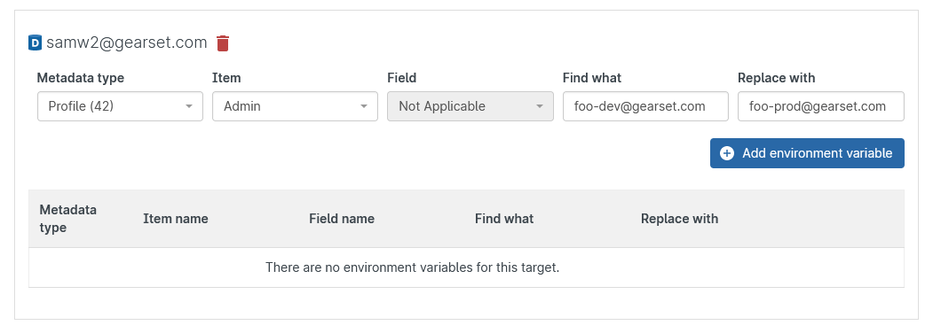 Create environment variables - email addresses