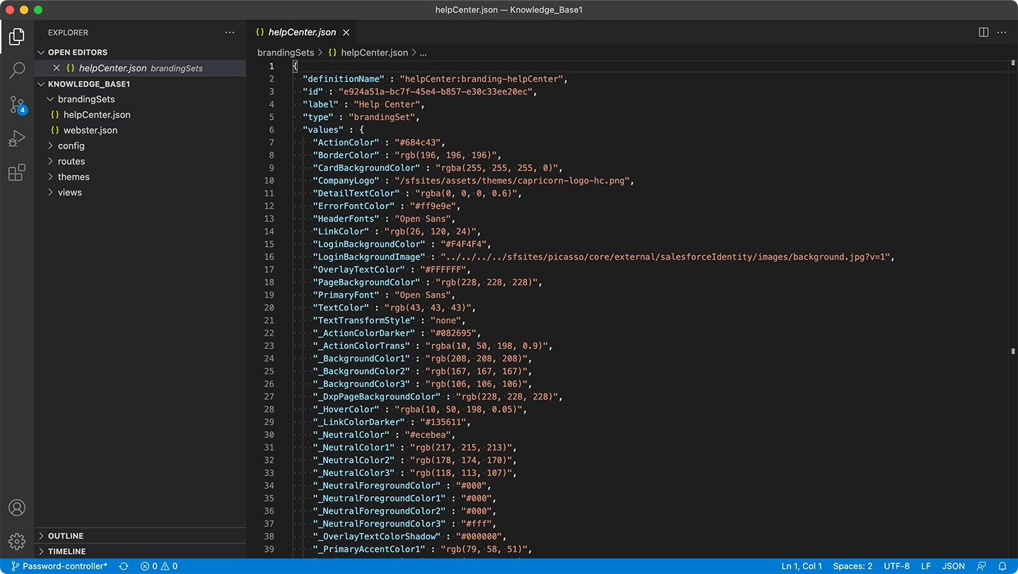 A set of .json files in VSCode