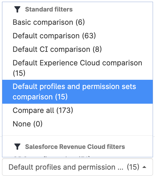 Select the pre-set Profiles and Permissions filter