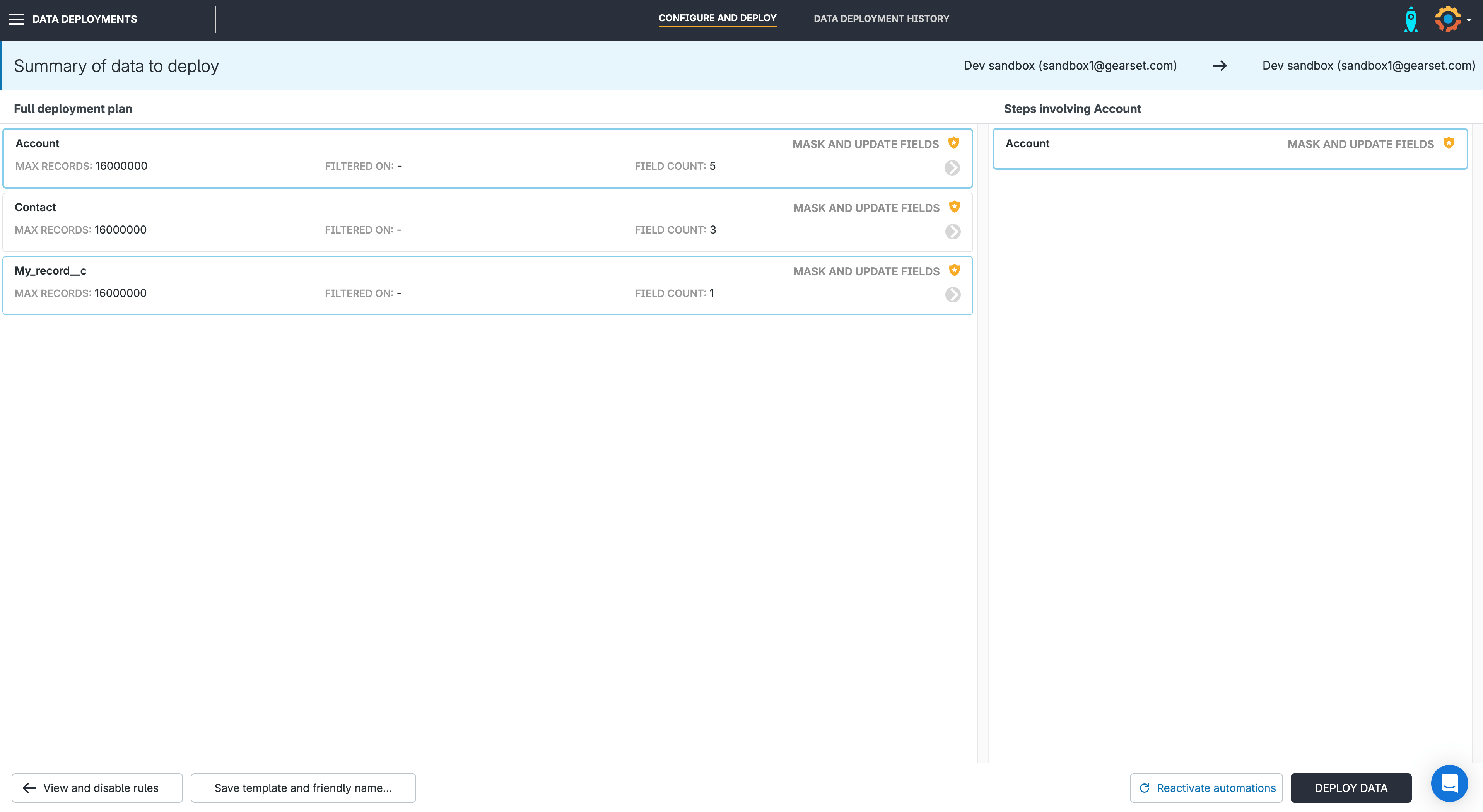 Deployment summary