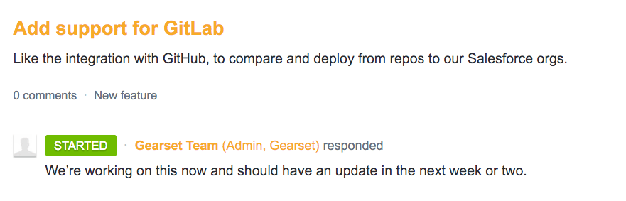 Gearset users requested GitLab support.