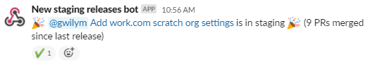 New staging release slackbot notification after tick