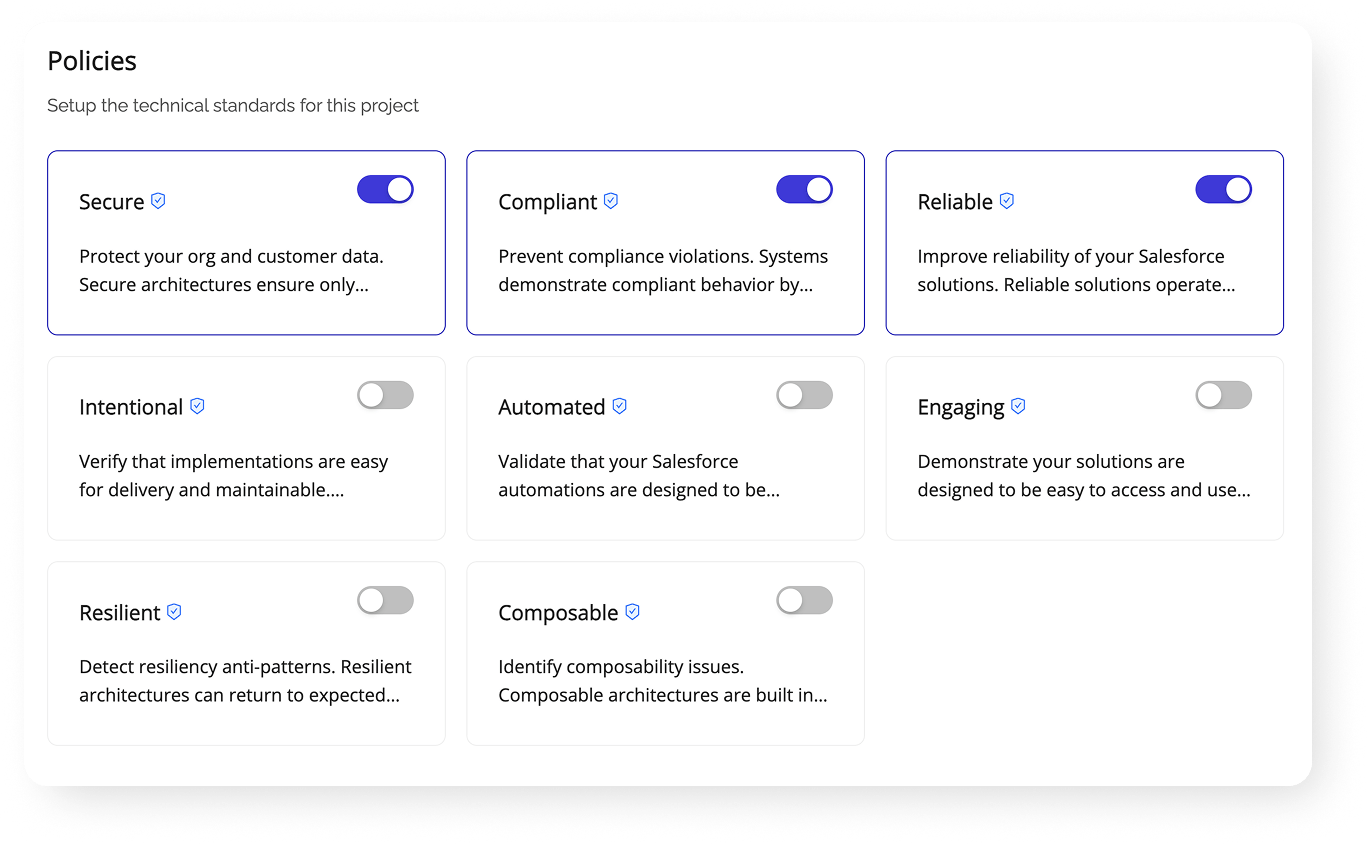 Policies UI window