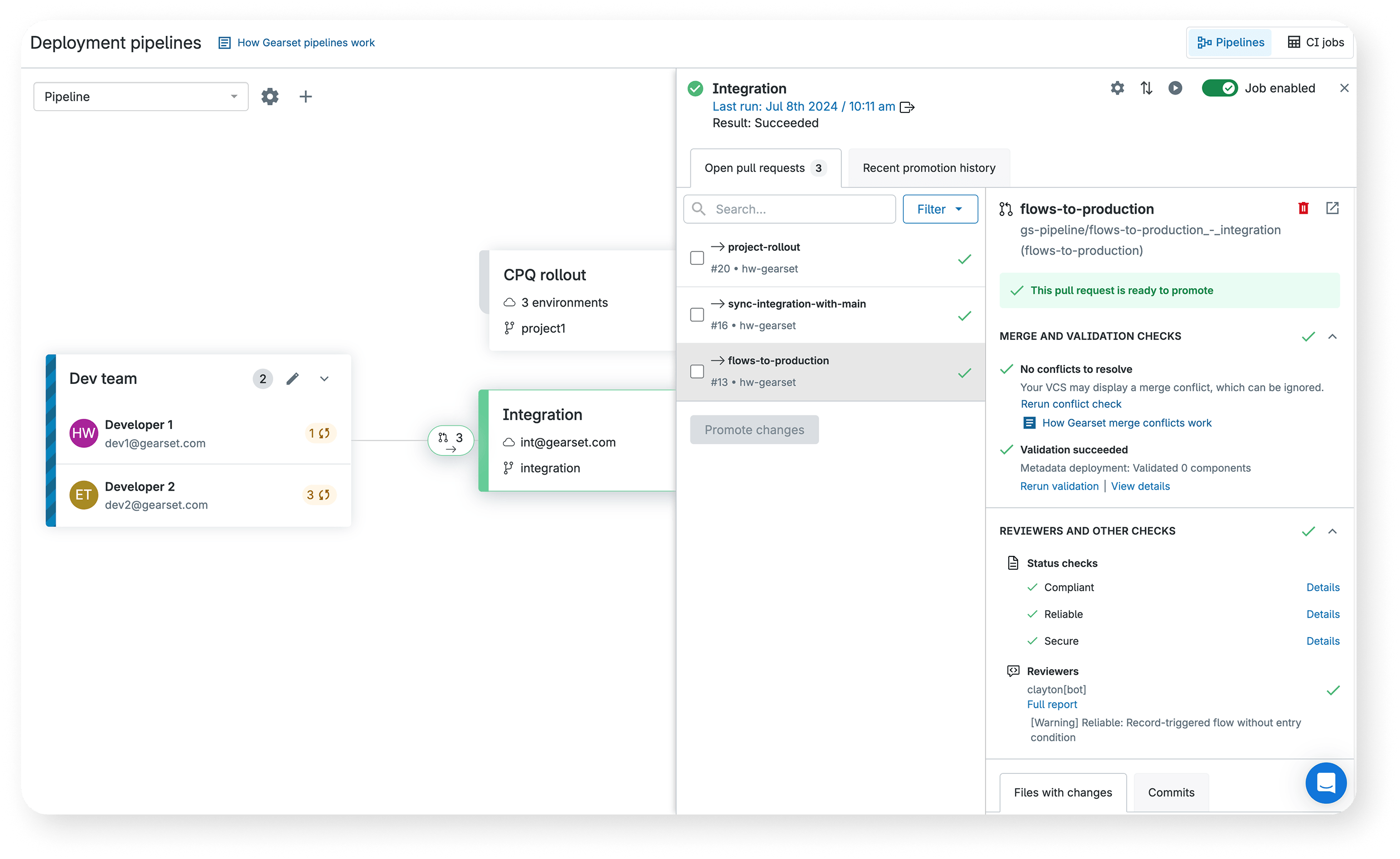 Deployment pipelines UI window
