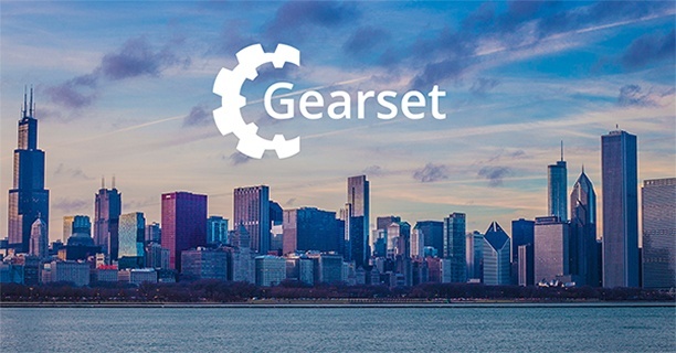 Chicago skyline with Gearset logo