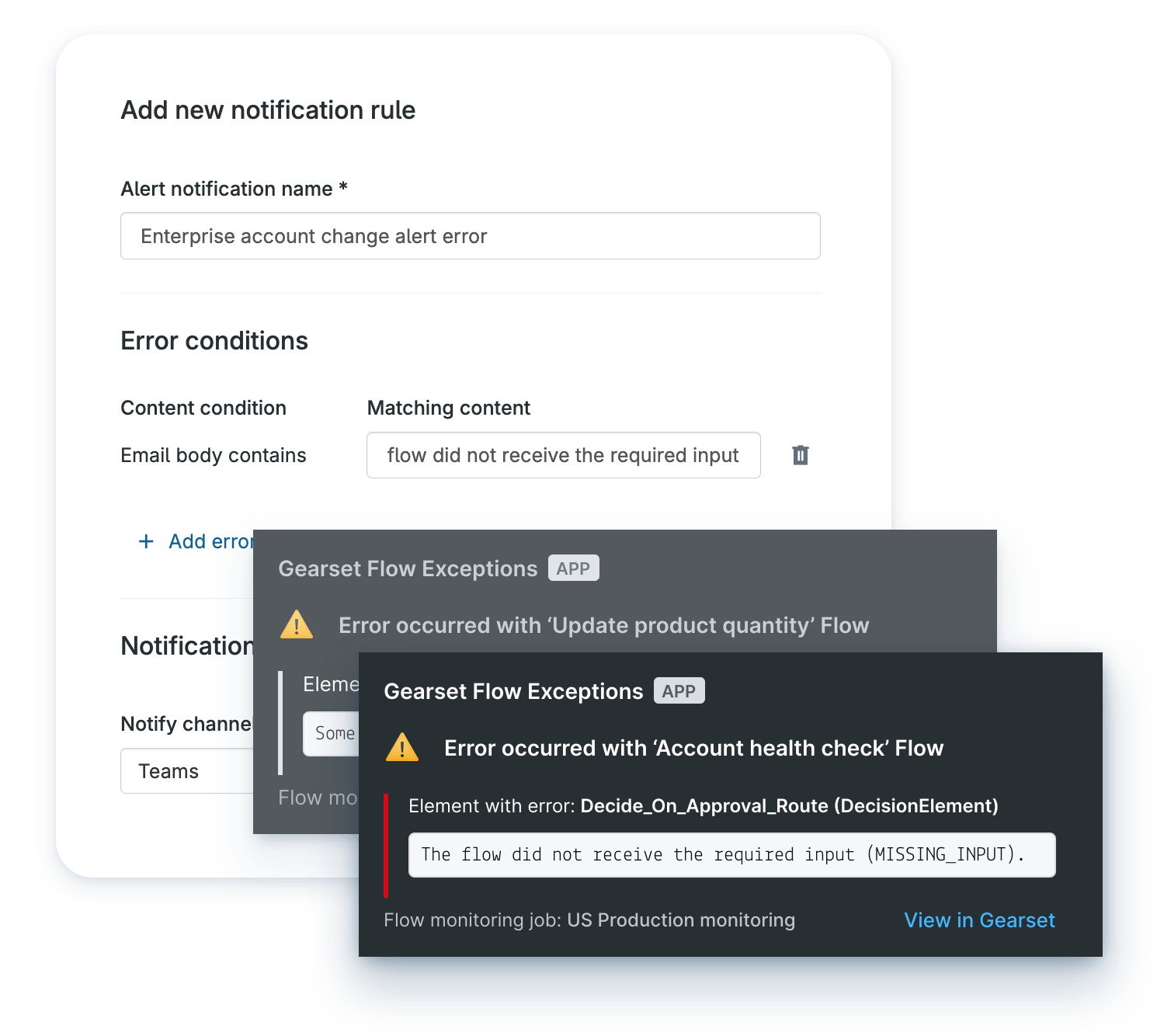 Flow and Apex error alerts where your team works